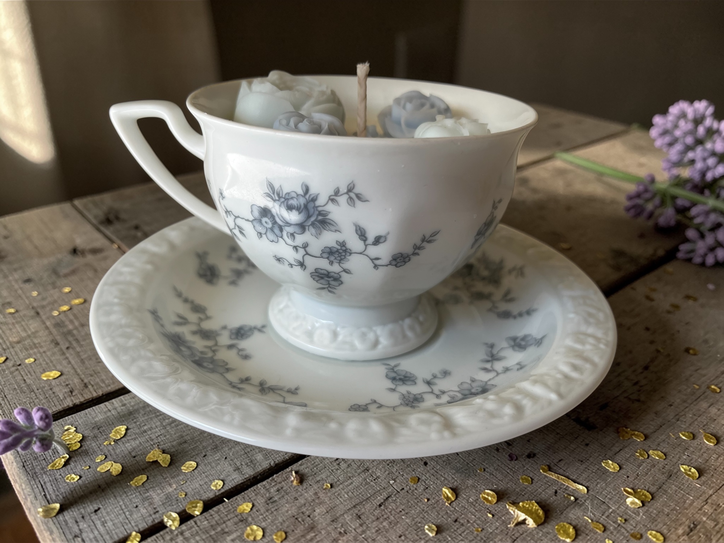 Świeca oliwkowa w oryginalnej porcelanowej filiżance Rosenthal Maria - obrazek 3