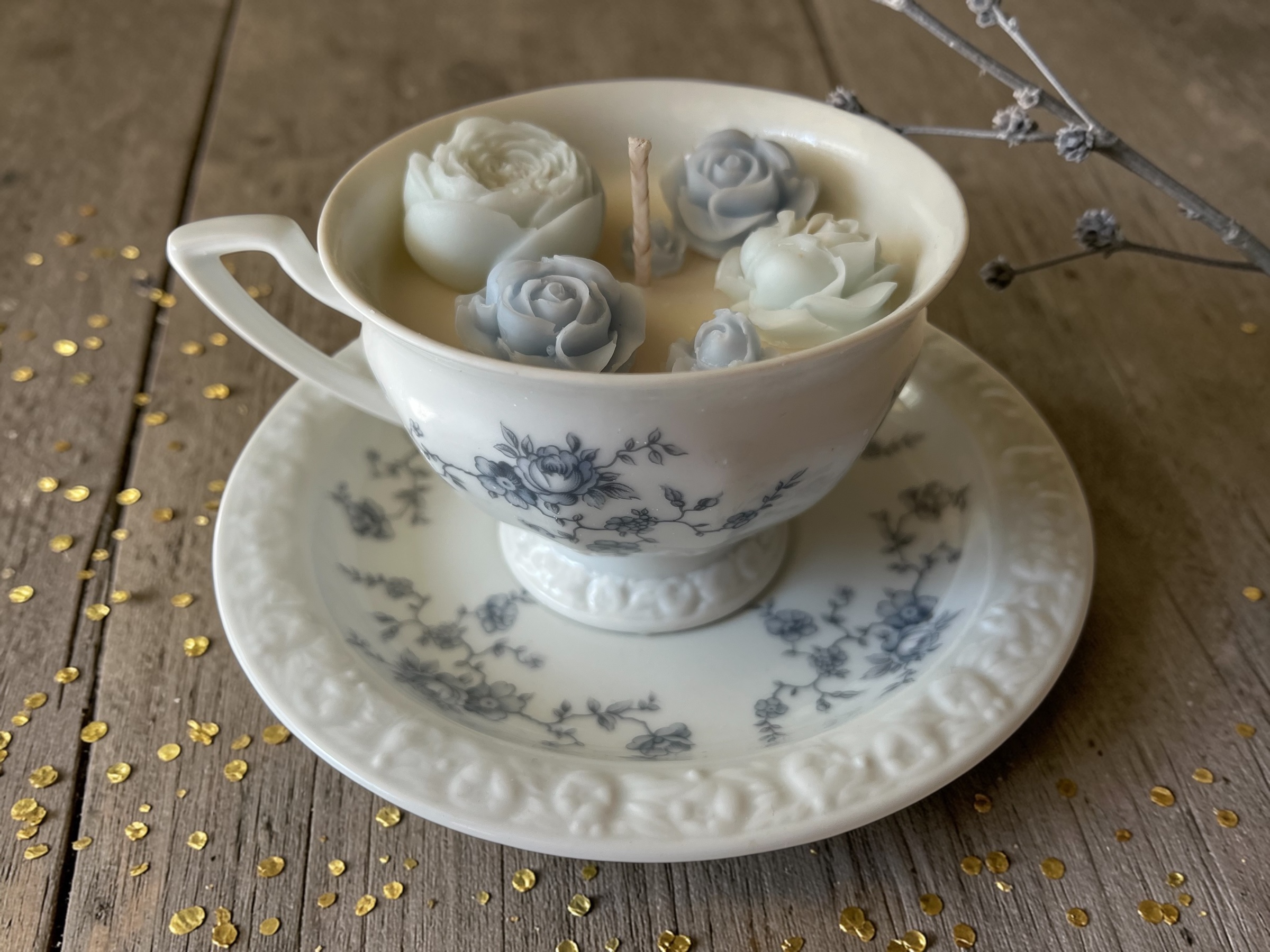 Świeca oliwkowa w oryginalnej porcelanowej filiżance Rosenthal Maria - obrazek 2